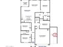 Detailed floor plan showcasing the layout of a house with multiple bedrooms, bathrooms, and an open-concept living area at 15348 W Gray Fox Trl, Surprise, AZ 85387