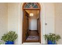 Grand entryway showcasing an arched doorway with stained glass and stylish wood flooring at 1905 N Calle Maderas --, Mesa, AZ 85213