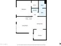 Detailed floor plan showcasing the layout of the living room, kitchen, bedroom, and bathrooms at 750 E Northern Ave # 2006, Phoenix, AZ 85020