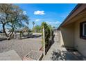 A tranquil side yard with decorative gravel and privacy fencing, providing a serene outdoor space at 2601 N 51St St, Phoenix, AZ 85008