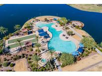 Aerial view of resort-style pool with bocce ball courts at 16781 S 181St Ln, Goodyear, AZ 85338