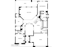 Detailed floor plan featuring a patio, Primary bedroom, great room, kitchen, den, and garage at 26747 N 127Th Dr, Peoria, AZ 85383