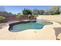 Inviting backyard pool with a pebble tec surround and mature landscaping for a private oasis at 15409 W Corrine Dr, Surprise, AZ 85379