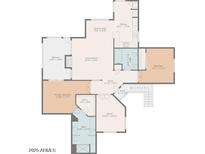 Detailed floor plan showcases layout with kitchen, living room, bedrooms, balcony, and bath at 15050 N Thompson Peak Pkwy # 2006, Scottsdale, AZ 85260