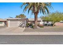 Single story home with landscaped yard and a two car garage at 10702 W Manzanita Dr, Sun City, AZ 85373