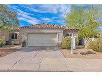 Single-story home with tan exterior, attached garage, and landscaped front yard at 13246 N 31St Way, Phoenix, AZ 85032