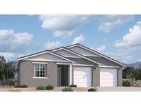 Two-story home with gray exterior, white trim, and a two-car garage at 2690 E Abe Truckle Ave, San Tan Valley, AZ 85140