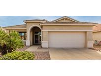 Tan one-story house with a two-car garage and desert landscaping at 18109 W Skyline Dr, Surprise, AZ 85374