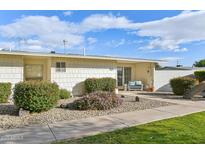 Inviting exterior with well-manicured landscaping and walkway at 10529 W Palmeras Dr, Sun City, AZ 85373