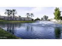 Relaxing community lake with fountain and palm trees at 20315 N 106Th Ave, Peoria, AZ 85382