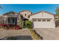 Single-story home with stone accents and a two-car garage at 19024 W Solano Dr, Litchfield Park, AZ 85340