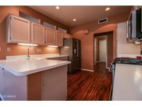 Modern kitchen with stainless steel appliances and ample counter space at 16148 W Sentinel Dr, Sun City West, AZ 85375