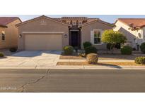 Single-story home with a two-car garage and well-manicured landscaping at 2653 E Marcos Dr, Casa Grande, AZ 85194