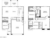 Two-story home floor plan with 4 bedrooms and 3 baths at 22327 W Monona Ln, Surprise, AZ 85387