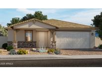 Single-story home with a two-car garage and stone accents at 17803 W Elm St, Goodyear, AZ 85395