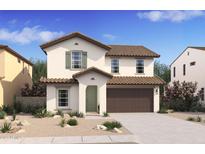 Two-story house with brown garage door and green trim at 7416 S 76Th Ln, Laveen, AZ 85339
