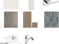 Selection of finishes showing white walls, wood floors, tile, sink, and chrome hardware at 24642 N 123Rd Pl # 114, Scottsdale, AZ 85255
