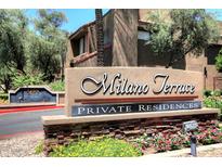 Milano Terrace Private Residences entrance sign with landscaping at 5122 E Shea Blvd # 1005, Scottsdale, AZ 85254