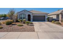 Single-story home with gray exterior, two-car garage, and landscaped front yard at 7950 S 45Th Ave, Laveen, AZ 85339