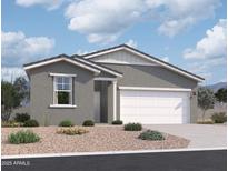 New single-story home with gray exterior and two-car garage at 47747 W Moeller Rd, Maricopa, AZ 85139