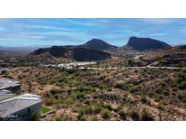 Aerial view of a desert community with mountain views and new construction homes at 14840 E Valley Vista Dr, Fountain Hills, AZ 85268