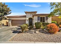 Single-story home with a two-car garage and well-manicured landscaping at 15813 N 109Th Ln, Sun City, AZ 85351