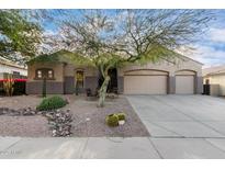 Beautiful single-story home with three-car garage and desert landscaping at 4324 S Primrose Dr, Gold Canyon, AZ 85118