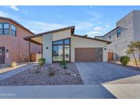 Modern home exterior with a two-car garage and landscaped front yard at 817 E Monte Way, Phoenix, AZ 85042