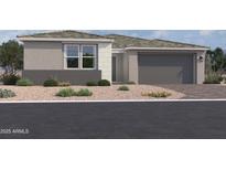 Single-story home with gray exterior, two-car garage, and desert landscaping at 7638 W Rowel Rd, Peoria, AZ 85383