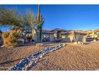 Front yard with desert landscaping and a stone pathway at 9020 E Brittle Bush Rd, Gold Canyon, AZ 85118