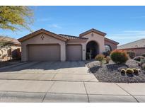 Single-story home with two-car garage and landscaped yard at 41019 N Congressional Dr, Anthem, AZ 85086