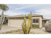 House exterior featuring a tan stucco finish and cacti at 13558 W Saguaro Ln, Surprise, AZ 85374