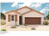 One-story home with brown garage door and light-colored siding at 17662 W Bajada Rd, Surprise, AZ 85387