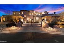 Elegant two-story home with stone accents and gated entry at 28626 N 108Th N Way, Scottsdale, AZ 85262