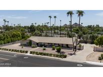 Aerial view of single-story home with pool and landscaped yard at 5521 E Lafayette Blvd, Phoenix, AZ 85018