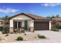 One-story home with a brown garage door and teal accents at 16500 N Dante Way, Maricopa, AZ 85138