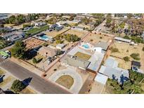 Aerial view of house, pool, and expansive lot at 3312 E Flower St, Phoenix, AZ 85018