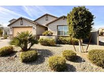 Single-story home with neutral exterior, landscaped yard, and two-car garage at 2074 N 139 Dr, Goodyear, AZ 85395