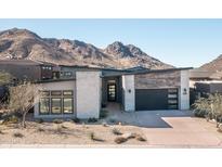 Modern home with stone accents and mountain views at 23766 N 123Rd Way, Scottsdale, AZ 85255