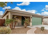 One-story home with green garage door and landscaped front yard at 163 W Dragon Tree Ave, Queen Creek, AZ 85140