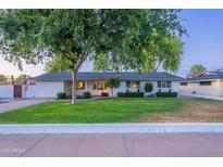 Charming single-story home with a well-manicured lawn and mature tree offering plenty of curb appeal at 3002 E Mitchell Dr, Phoenix, AZ 85016