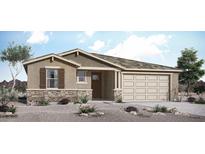 One-story home with brown and beige exterior, stone accents, and a two-car garage at 23048 E Watford Dr, Queen Creek, AZ 85142