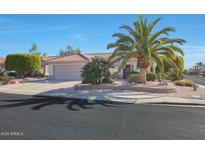 Single-story home with desert landscaping and a two-car garage at 18205 N Divet Ln, Surprise, AZ 85374