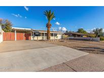 Cute mid-century home with a large front yard, palm tree, and driveway at 8019 N 14Th St, Phoenix, AZ 85020