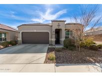 One-story house with brown garage door and landscaped yard at 8297 W Rushmore Way, Florence, AZ 85132