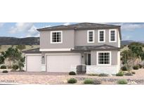 Two-story house with gray siding, two-car garage, and landscaped yard at 18222 W Hess St, Goodyear, AZ 85338