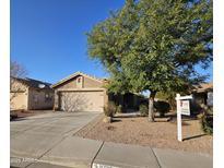 Single-story home with a two-car garage and mature landscaping at 16602 W Tasha Dr, Surprise, AZ 85388