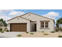 One-story home with brown garage door and light-colored exterior at 46905 W Old Timer Rd, Maricopa, AZ 85139