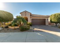 Beautiful desert home with a 2 car garage, mature landscaping, and a welcoming front porch at 21720 N 265Th Dr, Buckeye, AZ 85396