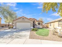 Single-story home with a two-car garage and well-manicured lawn at 20902 N 36Th Pl, Phoenix, AZ 85050